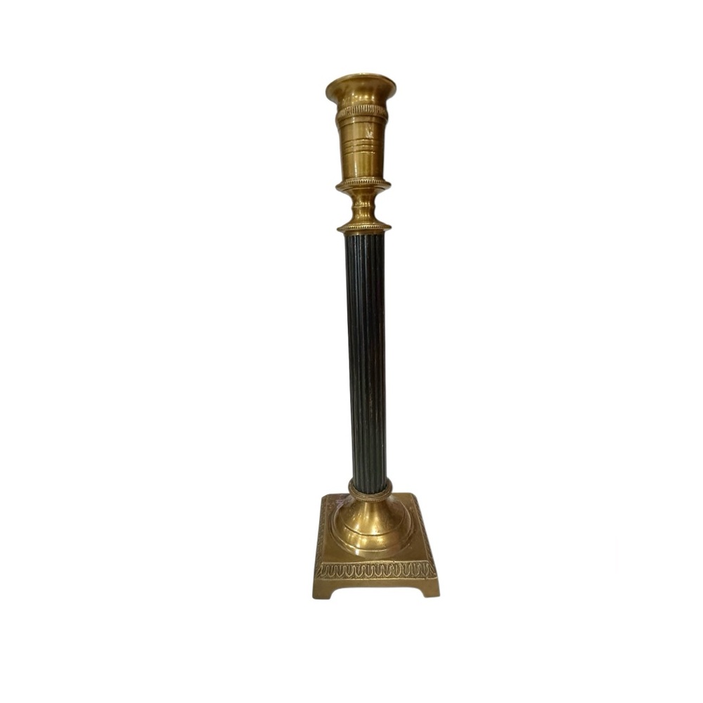 Ornate Brass And Black Candlestick - Candle Holder 12” Mid Century